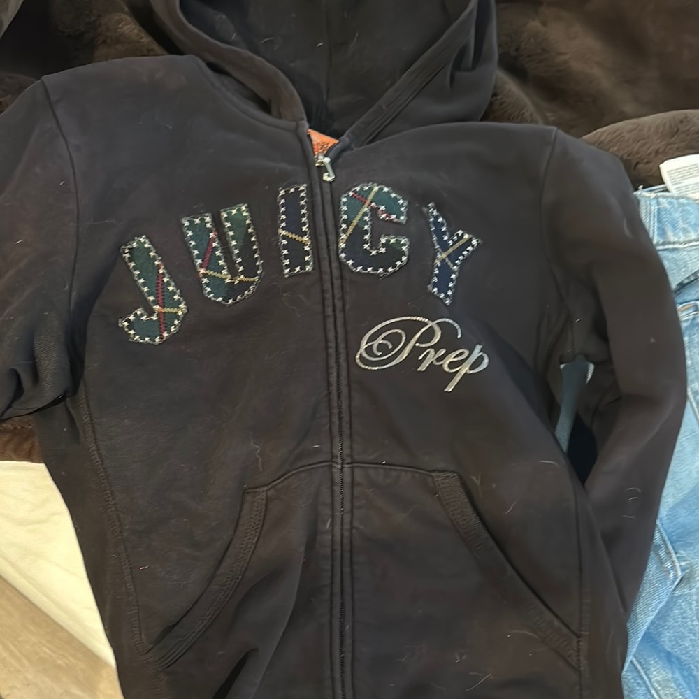 Juicy Couture Black Rhinestone Embellished Hoodie